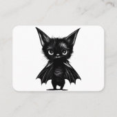 ハロウィーンの不機嫌な黒い子猫のこうもり衣装 名刺 (裏面)