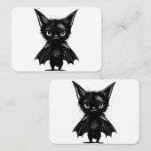 ハロウィーンの不機嫌な黒い子猫のこうもり衣装 名刺 (正面/裏面)