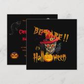 ハロウィーンの不気味で怖いパーティーバッシュに注意 招待状 (正面/裏面)