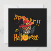 ハロウィーンの不気味で怖いパーティーバッシュに注意 招待状 (正面)