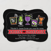 ハロウィーンの不気味なカクテルパーティの招待状 招待状 (正面/裏面)