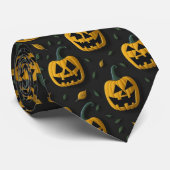 ハロウィーンの不気味なカボチャの漫画の暗いコントラスト ネクタイ (ロール)
