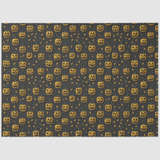 ハロウィーンの不気味なカボチャの漫画の暗いコントラスト 薄葉紙 (正面)