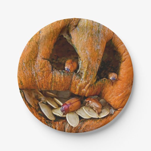 ハロウィーンの不気味なカボチャ ペーパープレート (正面)