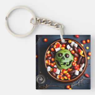 ハロウィーンの不気味なキャンディボウル キーホルダー