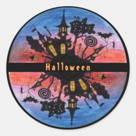ハロウィーンの不気味なゴシックカボチャの日 ラウンドシール