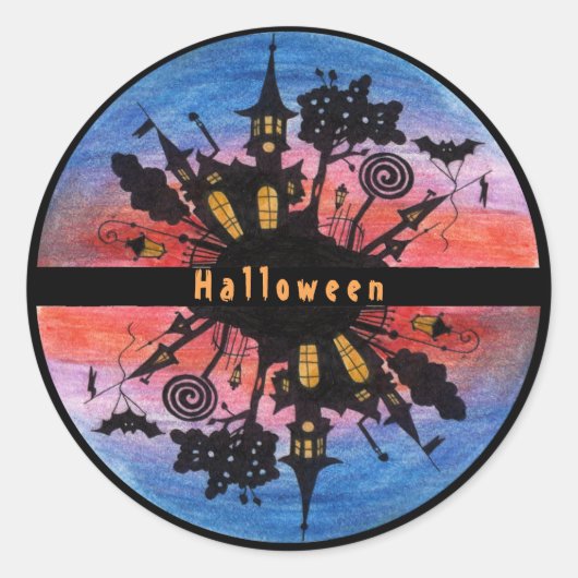 ハロウィーンの不気味なゴシックカボチャの日 ラウンドシール (正面)