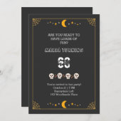 ハロウィーンの不気味なスカルブラック60th誕生日のinvita 招待状 (正面/裏面)