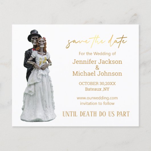 ハロウィーンの不気味なスケルトンは日付金ゴールドを保存 チラシ (正面)