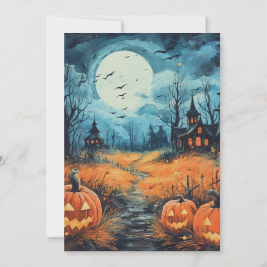 ハロウィーンの不気味なフィールド 招待状 (裏面)