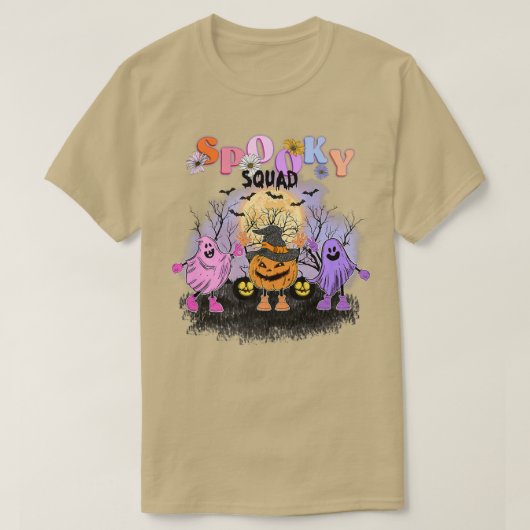 ハロウィーンの不気味な分隊幽霊のカボチャのプレミアム Tシャツ (デザイン正面)