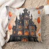 ハロウィーンの不気味な城のジャック・オランタン クッション (ブランケット)