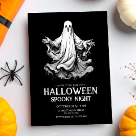 ハロウィーンの不気味な夜のパーティーと幽霊 招待状