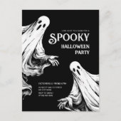 ハロウィーンの不気味な夜のパーティーと2つの幽霊 シーズンポストカード (正面)