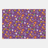 ハロウィーンの不気味な幽霊とオレンジ色のカボチャ ラッピングペーパーシート (正面2)