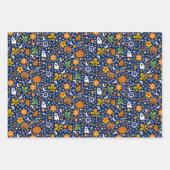 ハロウィーンの不気味な幽霊とオレンジ色のカボチャ ラッピングペーパーシート (正面)