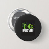ハロウィーンの不気味な木のコウモリベクター デザイン_1 缶バッジ (正面&裏面)