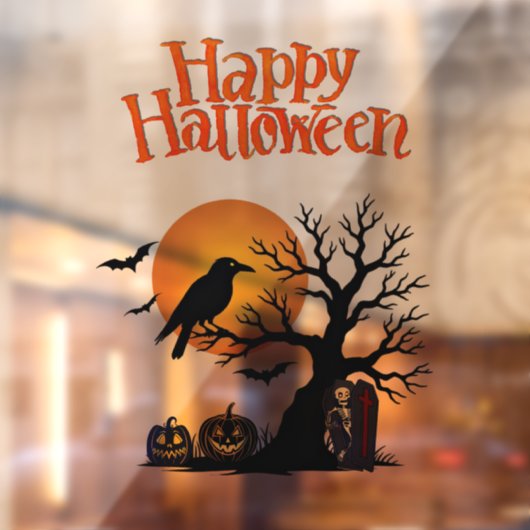 ハロウィーンの不気味な木 ウィンドウサイン (シート2)