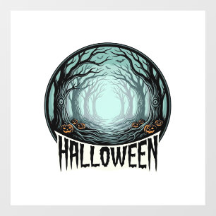 ハロウィーンの不気味な森のビンテージ彫刻デザイン_1 ウィンドウサイン
