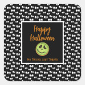 ハロウィーンの不気味な目の緑のクッキーのトリックなし スクエアシール (正面)