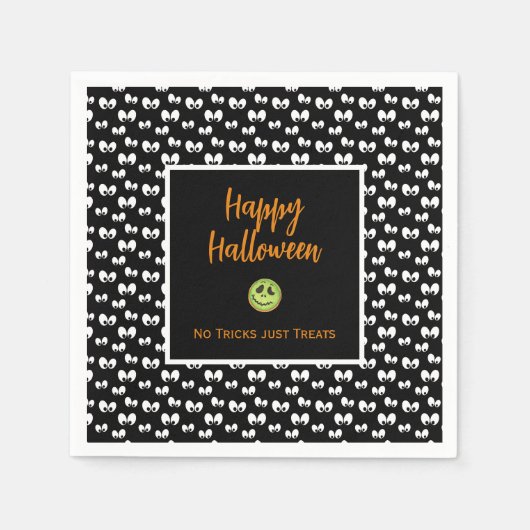 ハロウィーンの不気味な目の緑のクッキーのトリックなし スタンダードカクテルナプキン (正面)
