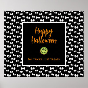 ハロウィーンの不気味な目の緑のクッキーのトリックなし ポスター