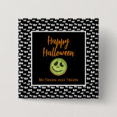 ハロウィーンの不気味な目の緑のクッキーのトリックなし 缶バッジ (正面)