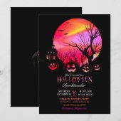 ハロウィーンの不気味な闇満月ジャック・オ・ランタン 招待状 (正面/裏面)