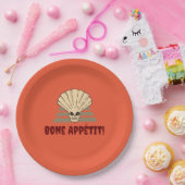 ハロウィーンの不気味な骨アペティ！オレンジ色のスケルトン ペーパープレート (パーティー)