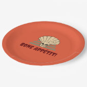 ハロウィーンの不気味な骨アペティ！オレンジ色のスケルトン ペーパープレート (アングル)