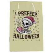 ハロウィーンの不気味なXmasスケルトンゴシックが好き ミディアムペーパーバッグ (正面)