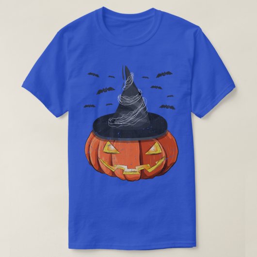 ハロウィーンの不気味衣装ハロウィーンのカボチャのちょうちん魔女ハット Tシャツ (デザイン正面)