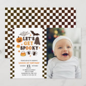 ハロウィーンの不気味誕生日写真を撮ろう 招待状 (正面/裏面)