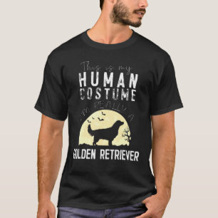 ハロウィーンの人間の衣装ゴールデンレトリエバームーンシルム Tシャツ
