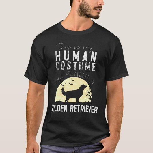 ハロウィーンの人間の衣装ゴールデンレトリエバームーンシルム Tシャツ (正面)