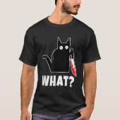 ハロウィーンの仮装の殺意のある猫の血ナイフメンズ Tシャツ (正面)