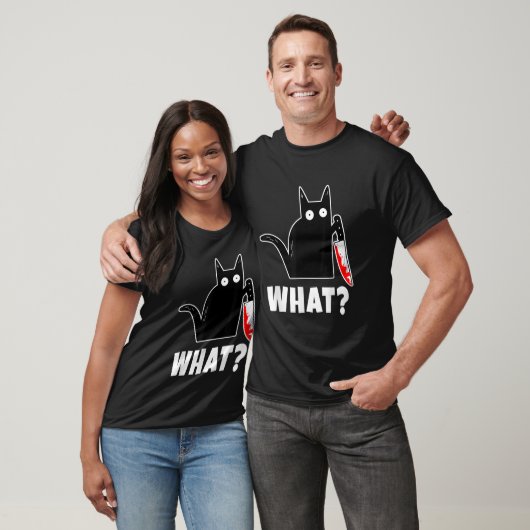 ハロウィーンの仮装の殺意のある猫の血ナイフメンズ Tシャツ (ユニセックス)