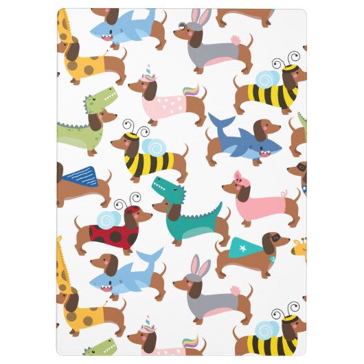 ハロウィーンの仮装の犬のダックスフント クリップボード (裏面)