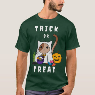 ハロウィーンの仮装をした可愛い猫 Tシャツ