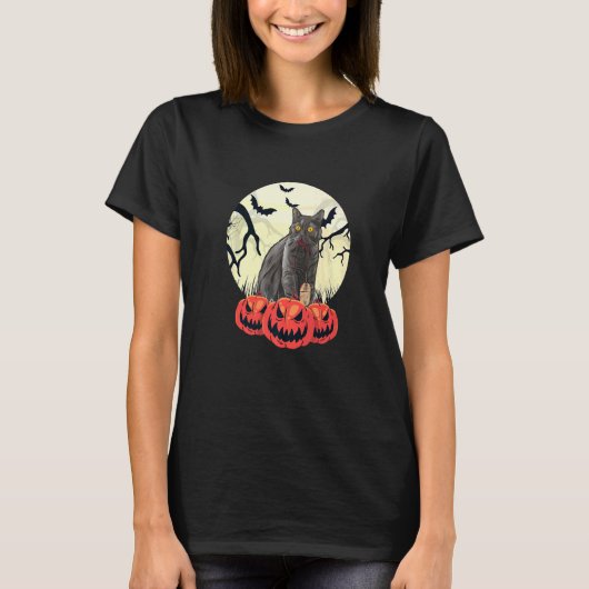 ハロウィーンの仮装猫 Tシャツ (正面)