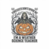 ハロウィーンの先生の天気予報 怖い死神のかぼちゃデザイン シール (正面)