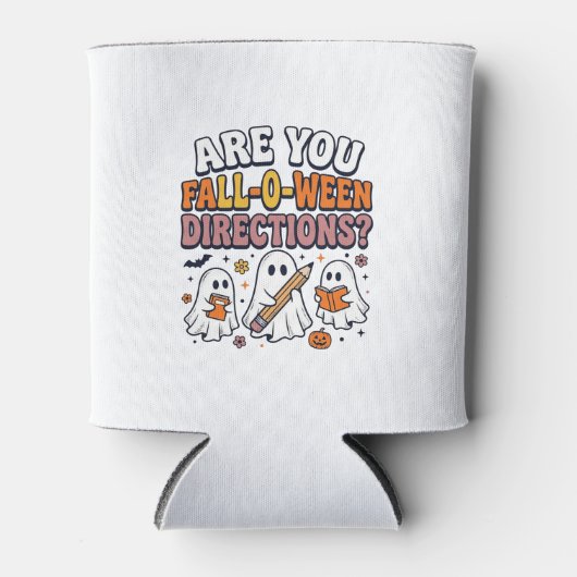ハロウィーンの先生の幽霊の指示Tシャツ 楽しい秋 缶クーラー (正面)