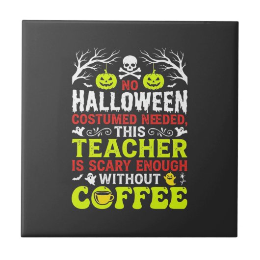 ハロウィーンの先生は十分怖いコーヒーデザイン_1 タイル (正面)
