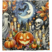ハロウィーンの全パターン シャワーカーテン (正面)