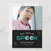ハロウィーンの写真をスプックするには黒いホラーの目が可愛すぎる カード (正面)