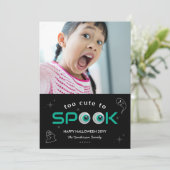 ハロウィーンの写真をスプックするには黒いホラーの目が可愛すぎる カード (スタンド正面)