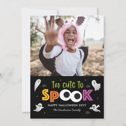 ハロウィーンの写真カードをスプックするには可愛すぎる カード (正面)