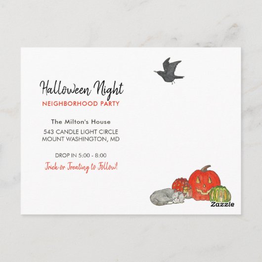 ハロウィーンの出会い、挨拶、治療パーティの招待状 ポストカード (裏面)