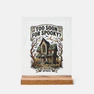 ハロウィーンの初期のTシャツ ヴィンテージのホーンテッドハウスデザイン アクリルサイン