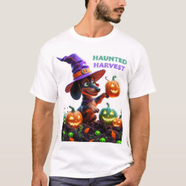 ハロウィーンの収穫 – 魔女のダックスフンド ガーデン Tシャツ
